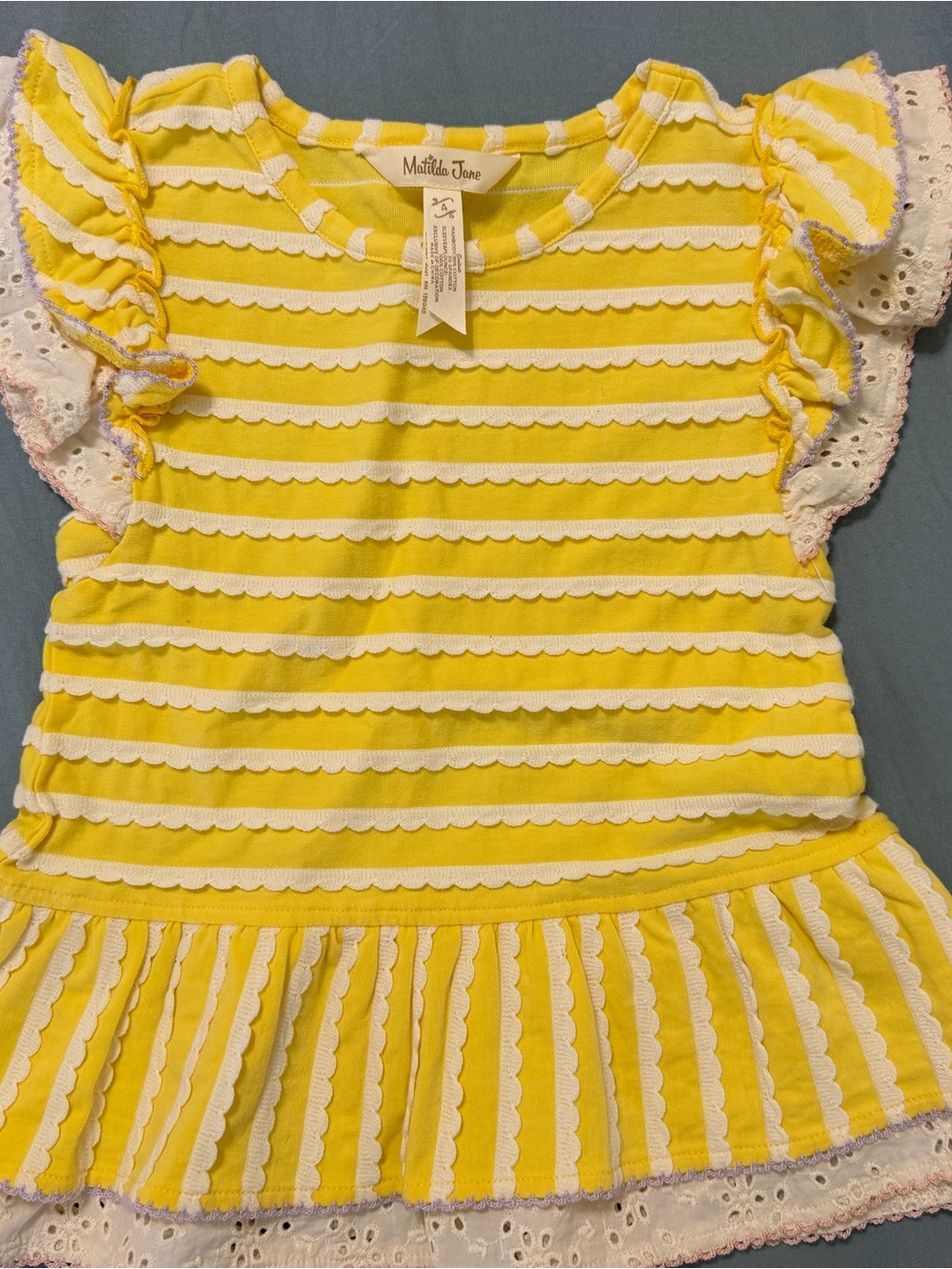 Matilda Jane Yellow and White Striped Ruffle Dress